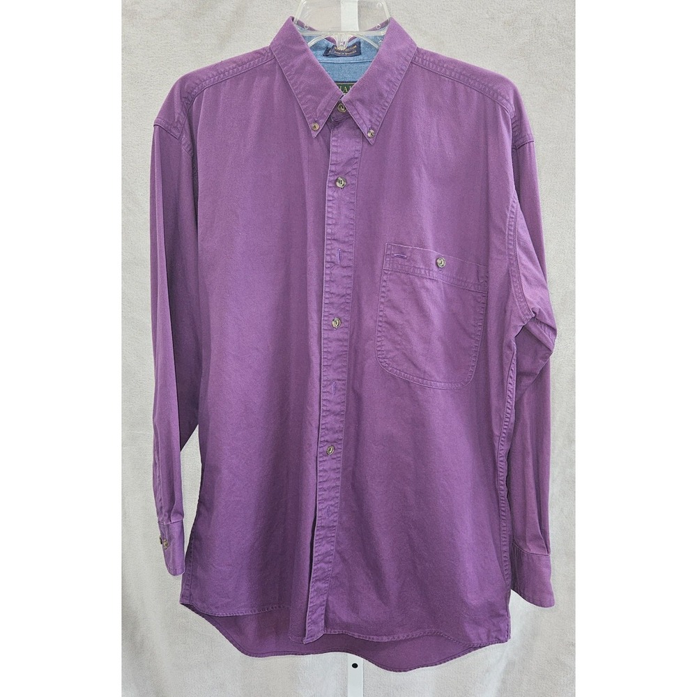 Vintage 90s Chaps Ralph Lauren Purple Twill Button Down Shirt Men's 15.5